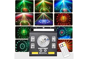 LITTLEBOYNY Disco Light Party Lights, LT09 UV LED RGB Stage Ball Light DJ Projector Music Controlled DJ Disco Lights, DMX Effect Spotlight, for Bar KTV Family Reunion Wedding Birthday Halloween
