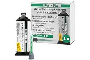 Ber-Fix 2K High Performance Adhesive 30 Min 2K Adhesive Plastic 2K Metal Adhesive Extra Strong 50 g for Cartridge Press