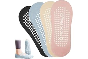 LEIKEDUN 4 Pares Comodos Calcetines Yoga Pilates Para Mujeres y Hombres Antideslizantes Calcetines Artes Calcetín Marciales Tobillero Deportivo Con Puntos Antideslizantes para Yoga Fitness Ballet, EUR 36-39
