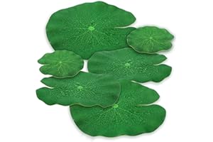 Sliverdew 6 Pcs Floating Lily Pads for Ponds, Realistic Lily Pads Leaves, Artificial Lotus Leaves Decorative Floating Foam Lotus Leaves for Koi Fish Pool Patio Aquarium