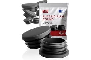 LouMaxx Lamellpluggar runda 42 mm - rörskydd rund svart plugg för rör 42 mm - rund rörpropp av robust plast - stolplock också