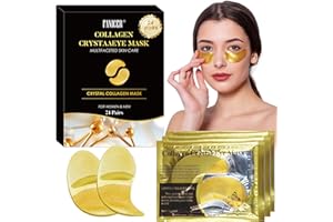LURELUXE 24 Paia Patch Occhi,24K Oro Maschera Occhi,Contorno Occhi Eye Patch,Per occhi gonfi,idratante,Rimuovi borse e occhi Gonfi,idratante,lenitiva,Rimuovi Puffiness