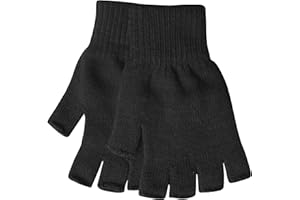 TeddyTs Men's Warm Thermal Knit Fingerless Winter Gloves