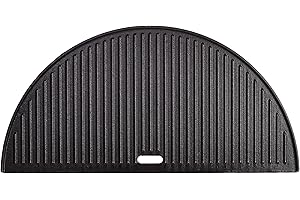 Kamado Joe BJ-HCIGRIDDLE Big Joe – Accessoire de grill réversible en fonte demi-lune, 0,8 x 29,5 x 60 cm, Noir