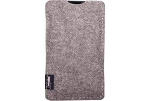kontor28-Smartphone Hülle, Tasche passend für Apple iPhone 13/13 Pro, BREIT: passend für Smartphone+Backcase, aus 100% Natur-Filz Oeko-TEX Standard 100. Handgefertigt Made in Bayern, hellgrau grau