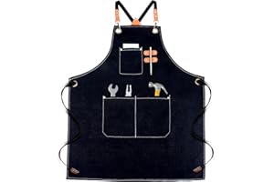 HO-SFSM Grembiuli da lavoro, grembiule da saldatura, grembiule per la lavorazione del legno, con cinghie posteriori incrociate, con 3 tasche per attrezzi, uomo e donna, nero