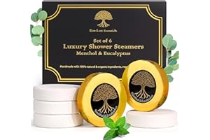 ECO-LUX ESSENTIALS Vaporiere da doccia di lusso per uomini e donne, confezione da 6 bombe da doccia aromaterapia al mentolo ed eucalipto, naturali, vegane, per alleviare lo stress e la congestione, set regalo spa per