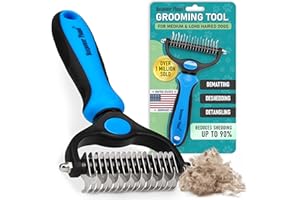 Maxpower Planet Dog Brush - Double Sided Deshedding Dematting Tool - Cat Brush Undercoat Rake - Dog Brushes Shedding Hair - Dog Grooming Brush Long Haired Cats - Cat Grooming Brush Pet Comb, Blue