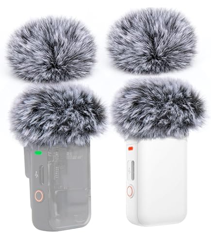 4 Pièces Bonnette Micro Anti-Vent Compatible avec DJI Mic Mini, Mousse Micro en Fourrure Anti-Pop, Filtre Anti-Pop Pour Micro sans Fil DJI Mic Mini, Micro Cravate Bonnette par YOUSHARES(Noir/Blanc