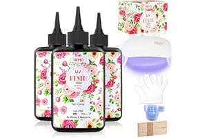 YIEHO 300g UV Resin Set mit UV Lampe, Verbessertes kristallklares Transparent vorgemischt klar hart UV Epoxidharz Kit mit Licht UV Harz Starter Supplies für Art Craft Anfänger Schmuckherstellung