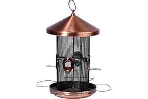 dobar 11517 Grande mangeoire avec 4 Barres d'envol et Arceau en métal pour atterrisser, 20 x 20 x 32 cm, métal, cuivre