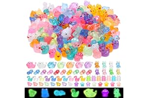 GSrenyu 128 Pcs Mini Resin Animals Luminous Ducks, Turtles, Pubbies, Chicken, Mushrooms, Frogs, Dolphins Resin Animals Mini Figures Tiny Animal for Garden Dollhouse Landscape Decor