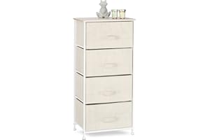 Relaxdays Mobiletto con 4 Cassetti, Mobile Cassettiera, in Tessuto, Acciaio e Legno MDF, HxLxP: 95 x 45 x 30 cm, Beige