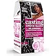 L'Oreal Paris Casting Creme Gloss semi-permanent hair dye, blends away grey hair leaving a radiant hair colour, black hair dye 100 Liquorice