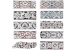 ‎ROYAL KRAFT Royal Kraft Rand Hölzern Drucken Stempel (Set von 10) - DIY Henna Stoff Textil Papier Ton Töpferei Blöcke Htag2178