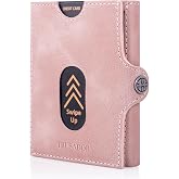 TRUSADOR Valencia Unisex Deri C&uuml;zdan K&uuml;&ccedil;&uuml;k Kompakt &Ouml;n Cep RFID Bozuk Para Cepli C&uuml;zdanlar, Pembe, Bozuk Para Cepli