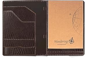 WANDERINGS - Padfolio En Cuir Marron Alligator - Organisateur Professionnel Et Dossier De Cv, Folio De Documents En Cuir Antique Avec Bloc-Notes. Pour Hommes Et Femmes