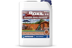 Roxil Lasure Préventive Bois 5L – Or d'Automne – Intérieur & Extérieur – Protection Contre Pourriture, Champignons, Larves & Termites