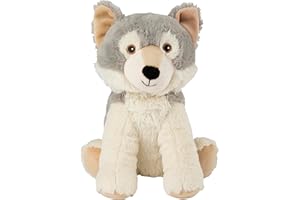 ‎WARMIES Warmies® Poduszka rozgrzewająca/pluszak "Wilk" proso wypełnienie lawendowe 35 cm 700 g, szary