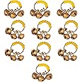 Yellow Rubber Kadi Brass Colour Ghungroos (3) Bhajan Clapping Finger Ring For Women Gifting Small Bells For Lord Godess God Ganapati Pooja Bhajan Aarti Ganesh Pooja Clapping (Set Of 10_one size)