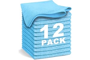 WEAWE® Mikrofasertücher - Serie 2100 (33x33cm) Superweiches, Hochsaugfähiges putztücher Lappen küche, wiederverwendbar, fusselfrei, waschmaschinenfest Microfasertücher Blau (12 Stück)