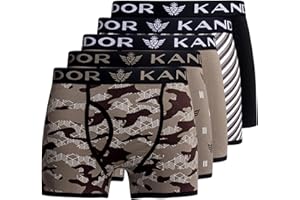 Kandor mens boxers – boxer shorts for men multipack of 5 comfortable stretch cotton men’s underwear trunks, colourful & black underpants, multi pack man briefs