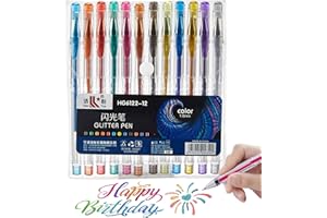 Caelura 12 Stück Gelschreiber, Gelstifte Glitzer, Bunte Gelstifte Set, Glitzerstifte Kinder, Gel Stifte Set für Notizen, Markierungen, Zeichnen,Malbücher, Karten, und Basteln