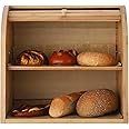 G.a HOMEFAVOR Bamboo Bread Box, 2 Layer Bread Bin for Kitchen, Large Capacity Wooden Bread Storage Holder, Countertop Bread Keeper, 15" x 9.8" x 14.2", Self Assembly