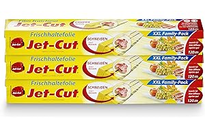 Jet-Cut Pellicola Per Alimenti Da Tagliare, Consumatori 30 Cm X 20 M, Trasparente, Confezione Scorta, Set Da 3, Giallo