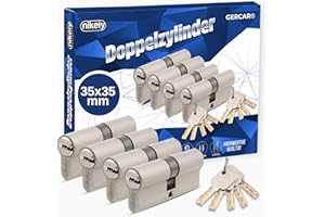 GERCAR Pro 4er Set Profilzylinder gleichschließend 70mm Schließzylinder 35/35 Doppelzylinder Zylinder - Messing matt Massiv - inkl. 10 Schlüssel - Wendeschlüssel - Länge: 70 mm, A:35 B:35-4x
