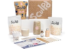 Sculpd, Kit per creare candele con argilla autoindurente, per 2 persone, per principianti e adulti, con cera di soia ecologica, oli profumati, vernice, utensili e guida (lingua italiana non garantita)
