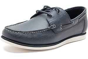 Red Tape Thomas Crick Mens 'Helford' Gibson Casual, Comfortable and Classic Boat Shoes with Smart Eyelet Details (Navy Blue/Wood)