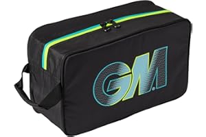 Gunn & Moore GM Cricket Golf Shoes Bag | Boots Sports Footwear | Side Pocket | 1 Pair Capacity | Tough 600 Denier Polyester | Black, Cyan & Fluro