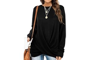 Aokosor Sweatshirt Damen Oversize Langarm Pullover Damen Rundhals Ausschnitt Front Twist Oberteile Damen Herbst Winter