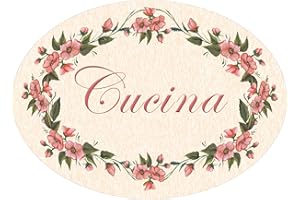 DOMUS ARTIS Targhe decoro per porta ovali (Cucina rosa)