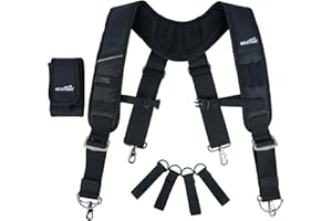 MELOTOUGH Tool Belt Suspenders Construction Bag Suspenders Heavy Duty Padded Work belt Suspenders for Carpenter/Electrician/Roofing/Farmer work Suspension Rig, Black, Tool Belt Suspenders