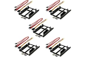 Rhombutech® Set 5X Einbaurahmen für 2X 2,5 Zoll HDD/SSD auf 3,5 Zoll - Metall - sehr stabil - optimiert für SSD - Halterung Schienen inkl. Befestigungsschrauben (Set 5X SSD DUAL Einbaurahmen II)