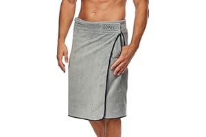 Sowel® męski kilt do sauny, 100% bawełna ekologiczna, ręcznik do sauny z zapięciem na rzepy, ręcznik do sauny, 60 x 140 cm, szary/granatowy