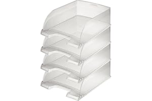 Leitz Plus Corbeille à courrier Hauteur 103 mm Transparent Givré Lot de 4