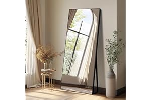 Aplancee Ganzkörperspiegel, 170x75cm, Standspiegel mit schwarz Metallrahmen zum Anlehnen oder Aufhängen an die Wand，Großer Fußboden Spiegel für Wohnzimmer，Schlafzimmer und Ankleidezimmer