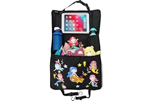 HECKBO 2X car Backseat Organizer with Adjustable Tablet Pocket for Tablets up to 20 inches with Touch foil - Mermaid - Universal fit - incl. Thermo Pocket + Stretch net Pocket - Washable