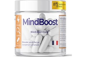 BIOESSENTIALS MindBoost® 1200 Nootropique Brain Complex 1200mg avec Citicoline, L-Tyrosine, Créatine, Phosphatidylsérine - Améliore la Concentration, la Clarté Mentale et la Performance Cognitive - 60 Capsules