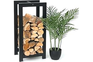 DanDiBo Kaminholzregal Innen Metall Schwarz Stehend Kaminholzständer 96467 Kaminholzhalter Brennholzregal Feuerholzregal