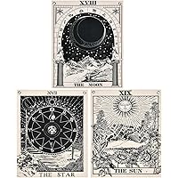 Zwarte Maan Tarot Tapijt, The Moon The Star The Sun Tapestry Muur Opknoping Middeleeuwse Europa Waarzeggerij Wit En Zwart Muur Decor Medium