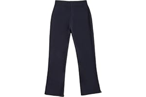 DALSA Girls School Trousers, Plain Elasticated Waist Pull Up Fine Stretch Ribbed Fabric Bootleg Style Comfortable Fit