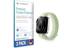 smartect Folia Ochronna TPU [3 Sztuki, Clear] dla Huawei Watch Fit 3, Zakrywa cały wyświetlacz, Ochraniacz Ekranu bez Pęcherzyków, Bez Odcisków palców