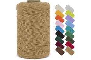 LEREATI Fil Macramé 1mm x 390m Corde Macramé Fil de Coton Naturel Ficelle Macramé Cordon, Cordelette 1mm pour Porte Plante Mural, Rideau, Tressée, DIY Artisanat, Cadeau Décoration (Café)