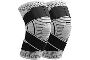 Ruilala Genouillère Sport 2 Pièces Genouillère pour femmes et hommes Élastique Réglable Genou Bandage Attelle Genou pour running ligamentaire menisque arthrose (gris, XXL)