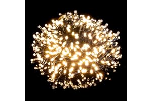 Nataland Catena Luminosa 180 Led - 14 Metri Da Interno Ed Esterno, Serie Certificata Con Controller 8 Funzioni, Per Illuminazione Casa, Vetrine e Albero di Natale (Bianco Caldo, 180 Led - 14 Metri)