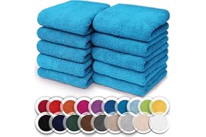 NatureMark Juego de 10 toallitas de Rizo para Cara y Manos – 100% algodón, Suaves y absorbentes – 30×30 cm, Turquesa